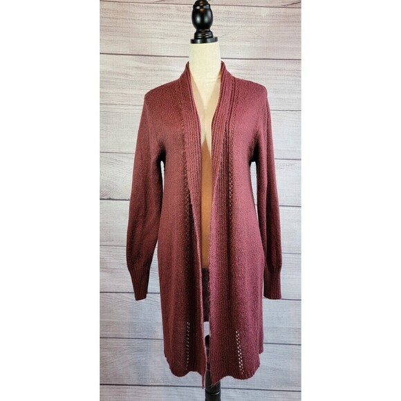 Charlotte Russe Sweaters - Charlotte Russe Knit LS Cardigan Sweater Burgundy Lg
